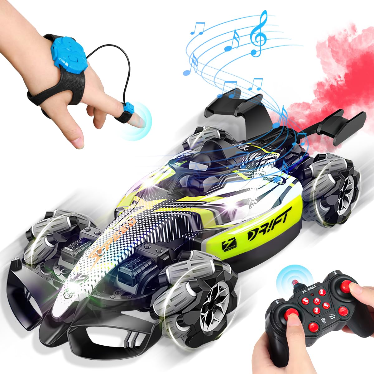 Remote Control Spray Smoke Stunt Car UAE | 360° Flips, LED Lights & Music | All-Terrain RC Toy - Emirates Emporium